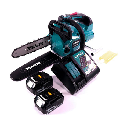 Makita DUC 256 RM Akku Kettensäge 36 V ( 2x 18 V ) Brushless 25 cm + 2x Akku 4,0 Ah + Ladegerät