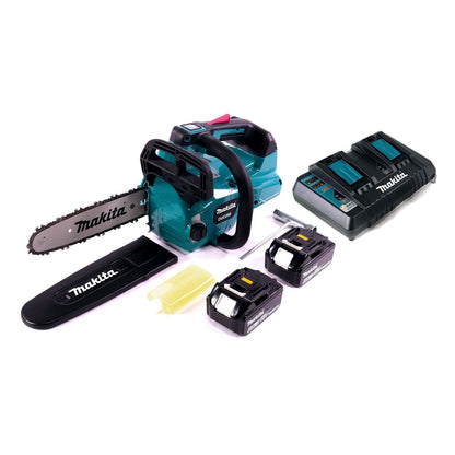 Makita DUC 256 PG Akku Kettensäge 36 V ( 2x 18 V ) Brushless 25 cm + 2x Akku 6,0 Ah + Doppelladegerät