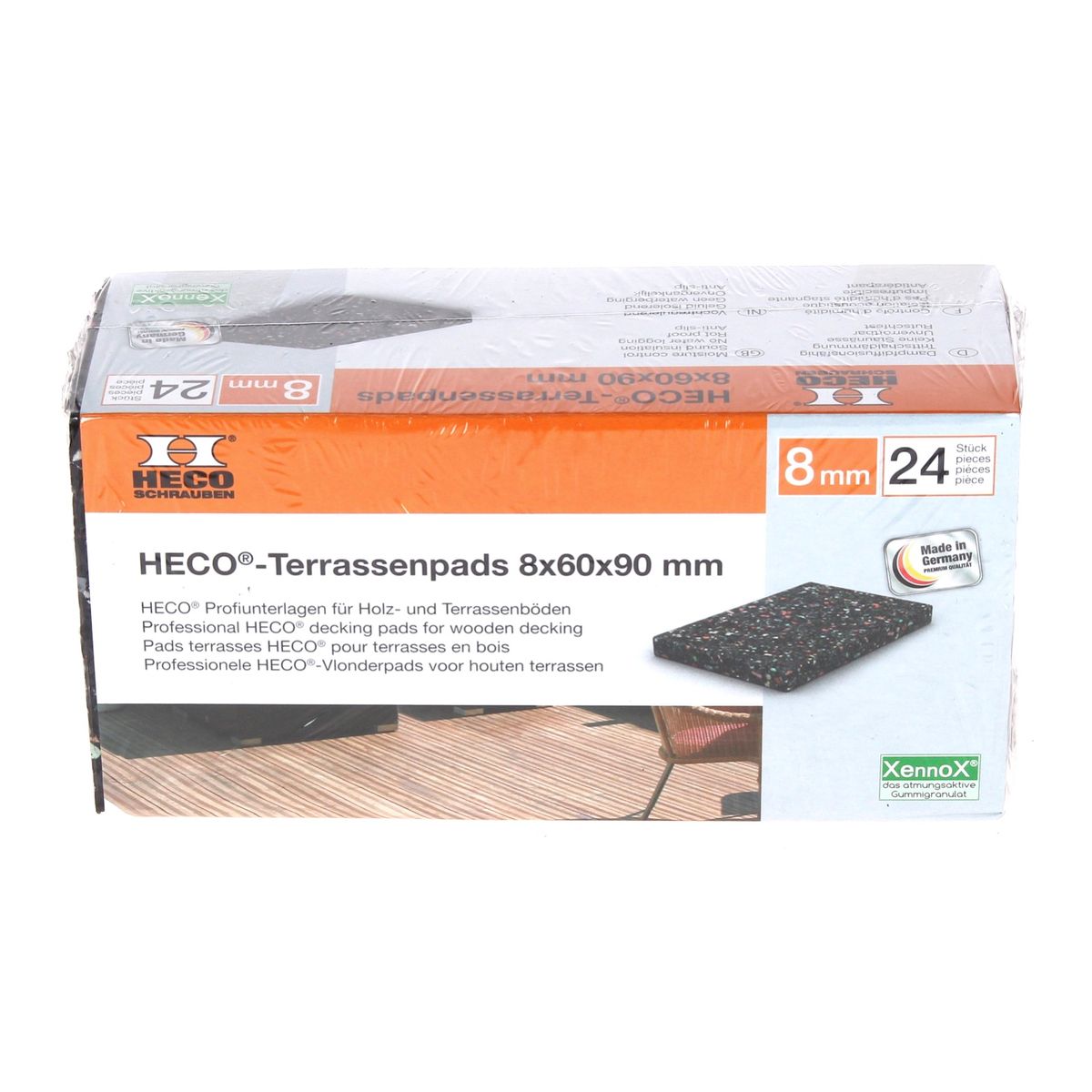 HECO Terrassen Pads Gummi Rutschfest 8 mm 24 Stk. ( 49771 ) - Toolbrothers