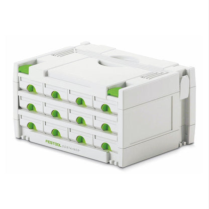 Festool Sortainer SYS 3-SORT/12 Sortiment Koffer mit 12 Fächer ( 491986 ) für Schrauben Dübel Nägel - Toolbrothers