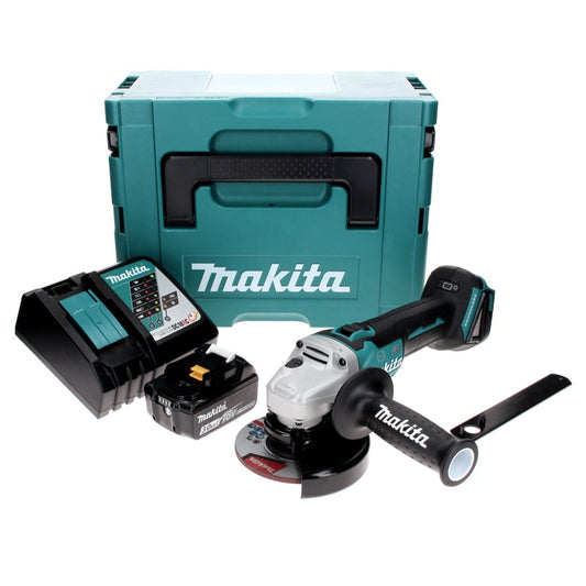 Makita DGA 506 RF1J Meuleuse d'angle sans fil 18 V 125 mm Brushless + 1x Batterie 3,0 Ah + Chargeur + Makpac