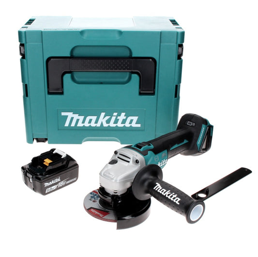 Makita DGA 506 T1J Meuleuse d'angle sans fil 18 V 125 mm brushless + 1x Batterie 5.0 Ah + Coffret Makpac - sans chargeur