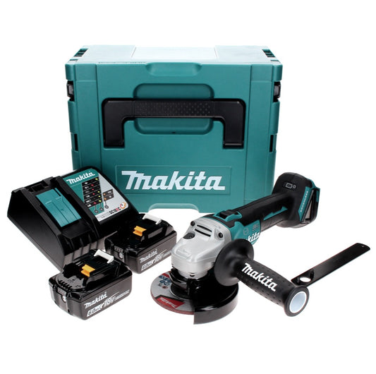 Makita DGA 506 RGJ Meuleuse d'angle sans fil 18 V 125 mm Brushless + 2x Batteries 6,0 Ah + Chargeur + Makpac