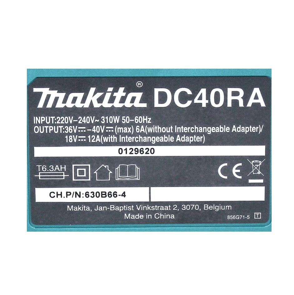 Makita DC 40 RA 40 V max. Chargeur rapide XGT LXT ( 191E07-8 ) pour batteries Li-Ion 14,4 V - 18 V - 40 V