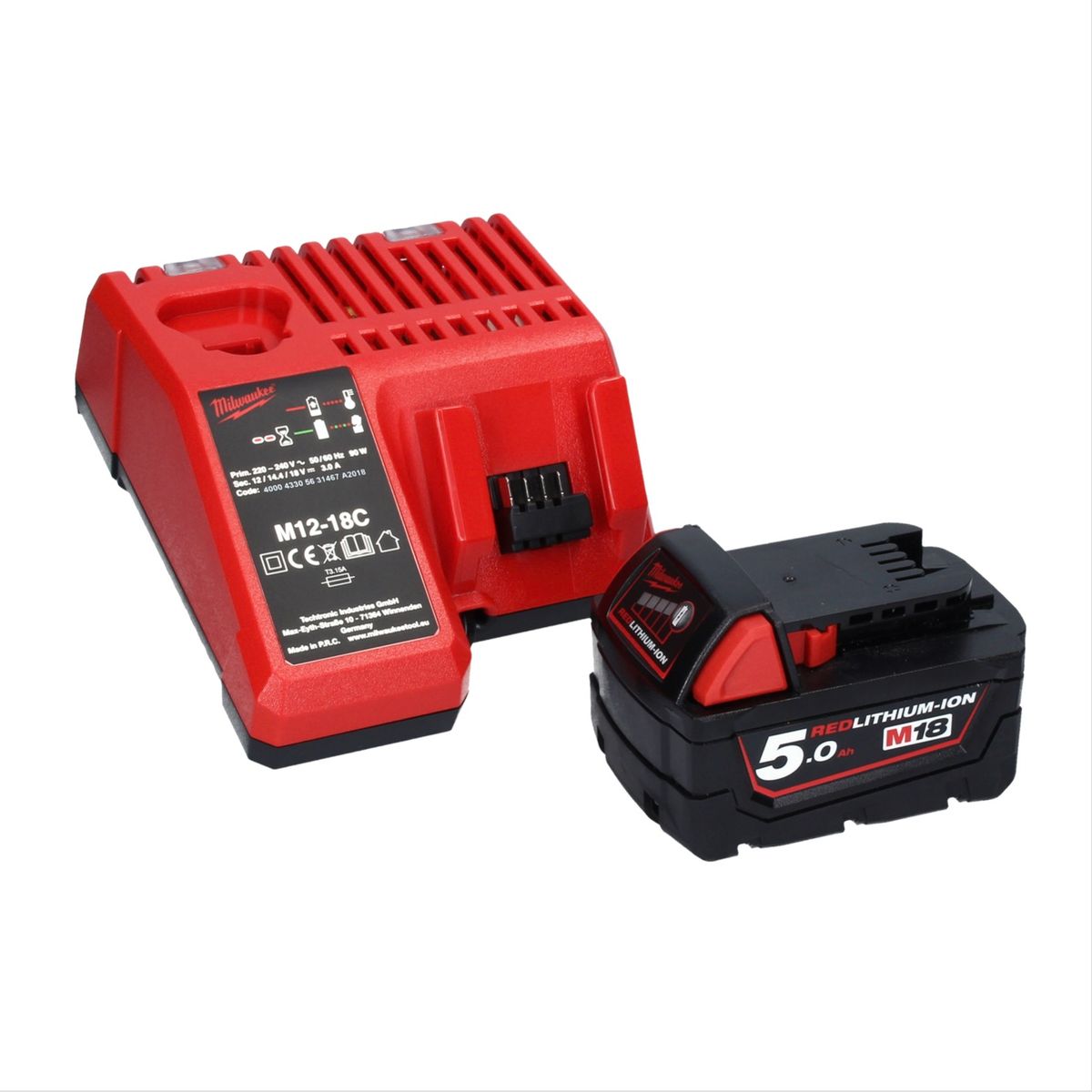 Milwaukee M18 ONEPD2-501C Akku Schlagbohrschrauber 18 V 135 Nm Brushless One Key Bluetooth + 1x Akku 5,0 Ah + Ladegerät