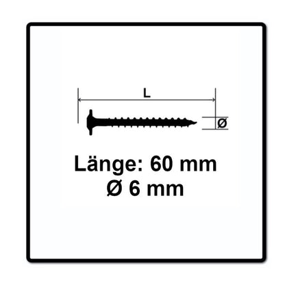 SPAX HI.FORCE Vis à bois 6,0 x 60 mm - Tête disque, Filetage partiel, Torx T-Star Plus T30, Wirox 4CUT, 200 pcs. ( 0251010600605 )