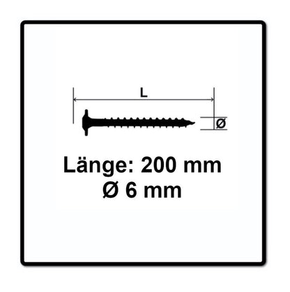 SPAX HI.FORCE Tellerkopf Schraube 6,0 x 200 mm 50 Stk. ( 0251010602005 ) Torx T-Star Plus T30 Teilgewinde Wirox 4Cut