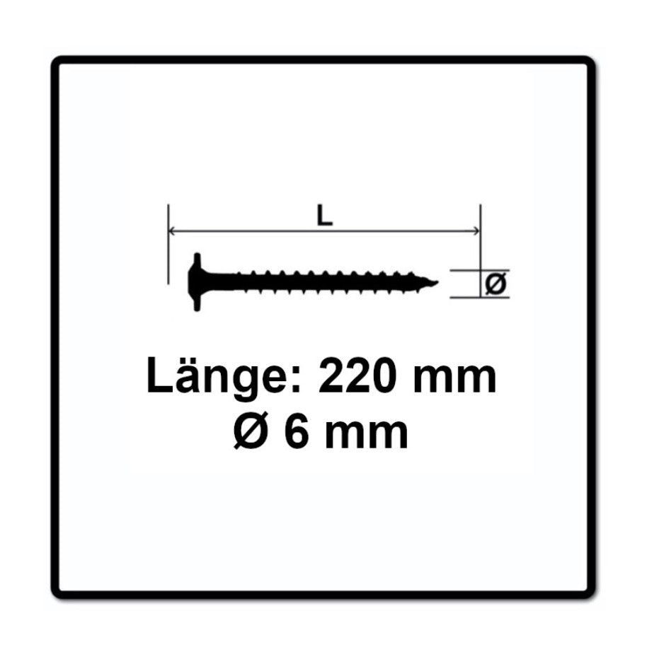 SPAX HI.FORCE Tellerkopf Schraube 6,0 x 220 mm 50 Stk. ( 0251010602205 ) Torx T-Star Plus T30 Teilgewinde Wirox 4Cut