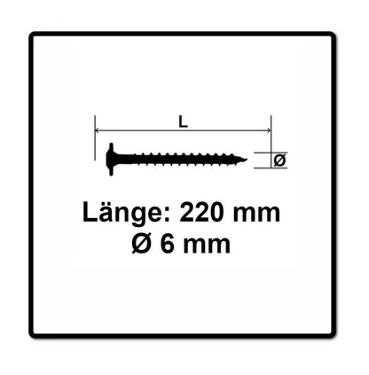 SPAX HI.FORCE Vis à bois 6,0 x 220 mm - Tête disque, Filetage partiel, Torx T-Star Plus T30, Wirox 4CUT, 50 pcs. ( 0251010602205 )