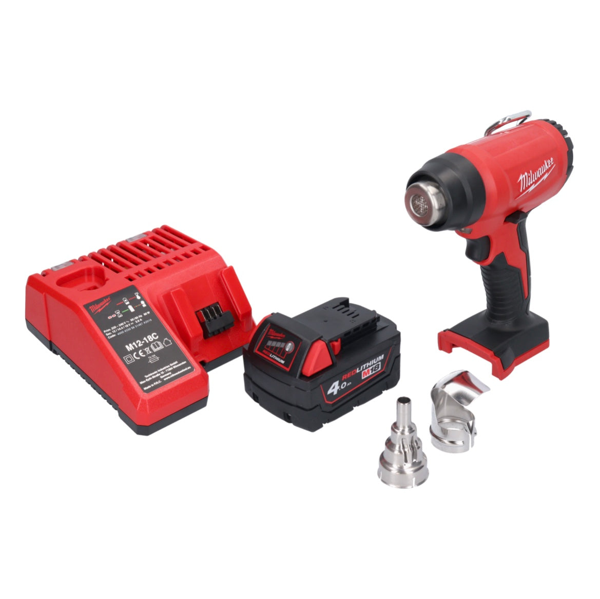 Milwaukee M18 BHG-401 Akku Heißluftgebläse 18 V 470 °C + 1x Akku 4,0 Ah + Ladegerät