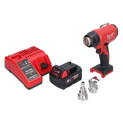 Milwaukee M18 BHG-501 Akku Heißluftgebläse 18 V 470 °C + 1x Akku 5,0 Ah + Ladegerät