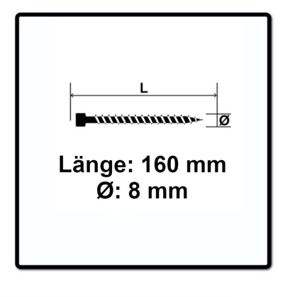 SPAX IN.FORCE Schraube 8,0 x 160 mm 50 Stk. Torx T-STAR Plus T40 ( 1221010801605 ) Vollgewinde Zylinderkopf WIROX CUT Bohrspitze