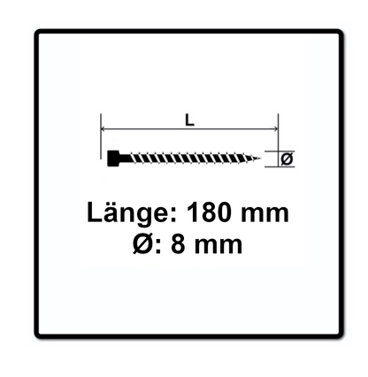 SPAX IN.FORCE Schraube 8,0 x 180 mm 50 Stk. Torx T-STAR Plus T40 ( 1221010801805 ) Vollgewinde Zylinderkopf WIROX CUT Bohrspitze