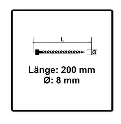 SPAX IN.FORCE Schraube 8,0 x 200 mm 50 Stk. Torx T-STAR Plus T40 ( 1221010802005 ) Vollgewinde Zylinderkopf WIROX CUT Bohrspitze