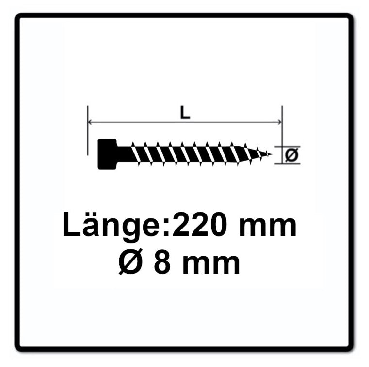 SPAX IN.FORCE Schraube 8,0 x 220 mm 50 Stk. Torx T-STAR Plus T40 ( 1221010802205 ) Vollgewinde Zylinderkopf WIROX CUT Bohrspitze