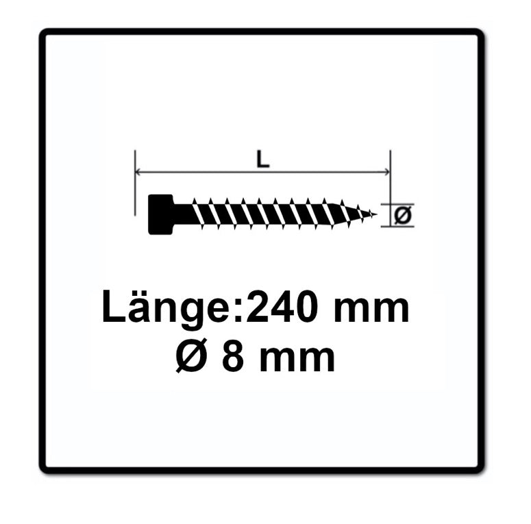 SPAX IN.FORCE Schraube 8,0 x 240 mm 50 Stk. Torx T-STAR Plus T40 ( 1221010802405 ) Vollgewinde Zylinderkopf WIROX CUT Bohrspitze