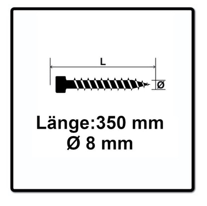 SPAX IN.FORCE Schraube 8,0 x 350 mm 50 Stk. Torx T-STAR Plus T40 ( 1221010803505 ) Vollgewinde Zylinderkopf WIROX CUT Bohrspitze