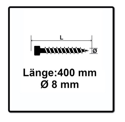 SPAX IN.FORCE Schraube 8,0 x 400 mm 50 Stk. Torx T-STAR Plus T40 ( 1221010804005 ) Vollgewinde Zylinderkopf WIROX CUT Bohrspitze