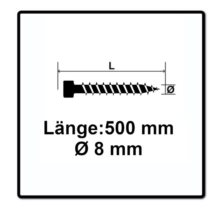 SPAX IN.FORCE Vis 8,0 x 500 mm, 25 pcs. Torx T-STAR Plus T40, Tête cylindrique, Filetage total, WIROX, CUT, Pointe de perçage (1221010805005 )