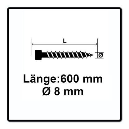 SPAX IN.FORCE Schraube 8,0 x 600 mm 25 Stk. Torx T-STAR Plus T40 ( 1221010806005 ) Vollgewinde Zylinderkopf WIROX CUT Bohrspitze