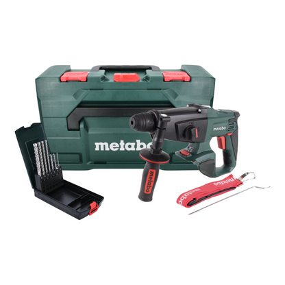 Metabo KHA 18 LTX Akku Kombihammer 18 V 2,2 J SDS Plus + 7 tlg. P4P SDS plus Steinbohrer Set + metaBOX - ohne Akku, ohne Ladegerät