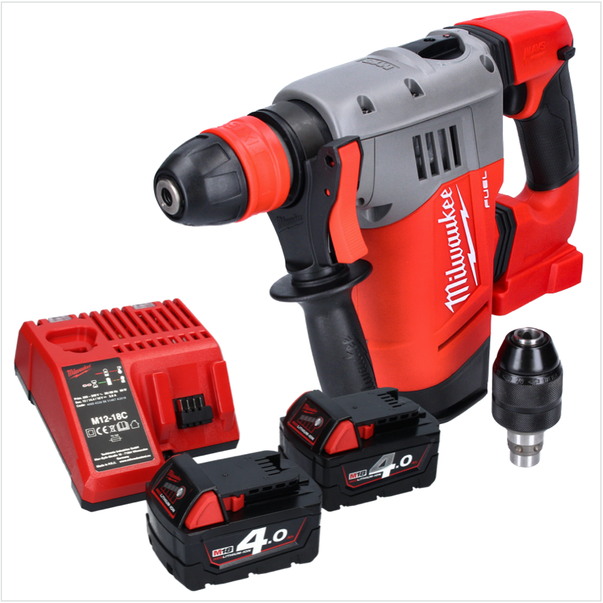 Milwaukee M18 CHPX-402 Akku Kombihammer 18 V 4,0 J SDS Plus Brushless + 2x Akku 4,0 Ah + Ladegerät