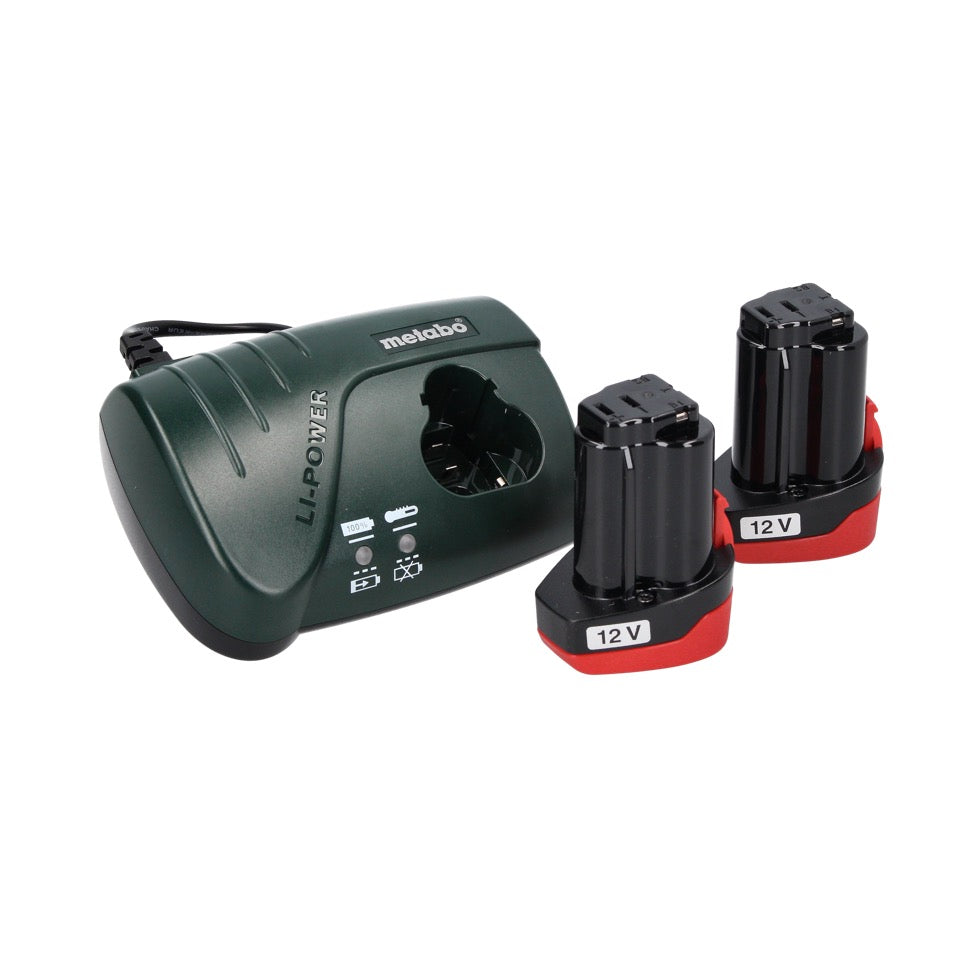 Metabo PowerMaxx BS Basic Set perceuse-visseuse sans fil 10,8 V 34 Nm + 2x batteries 2,0 Ah + chargeur + jeu de forets 64 pièces + mallette (600080880)