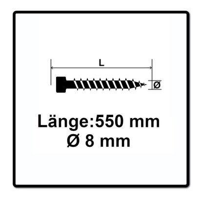 SPAX IN.FORCE Schraube 8,0 x 550 mm 50 Stk. ( 2x 1221010805505 ) Torx T-STAR Plus T40 Vollgewinde Zylinderkopf WIROX CUT Bohrspitze