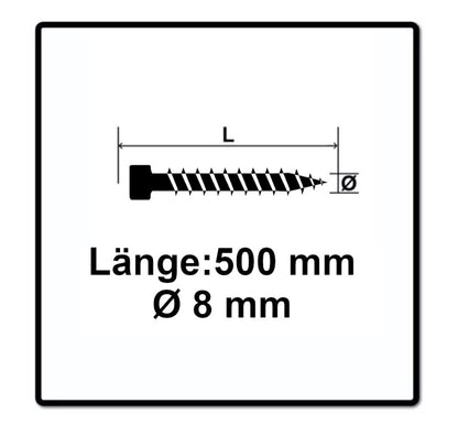 SPAX IN.FORCE Schraube 8,0 x 500 mm 50 Stk. ( 2x 1221010805005 ) Torx T-STAR Plus T40 Vollgewinde Zylinderkopf WIROX CUT Bohrspitze