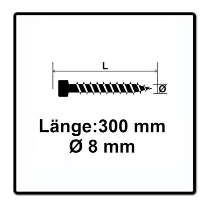 SPAX IN.FORCE Schraube 8,0 x 300 mm 100 Stk. ( 2x 1221010803005 ) Torx T-STAR Plus T40 Vollgewinde Zylinderkopf WIROX CUT Bohrspitze