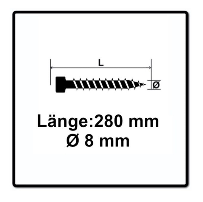 Vis SPAX IN.FORCE 8,0 x 280 mm 100 pièces (2x 1221010802805) Culasse entièrement filetée Torx T-STAR Plus T40 Foret WIROX CUT