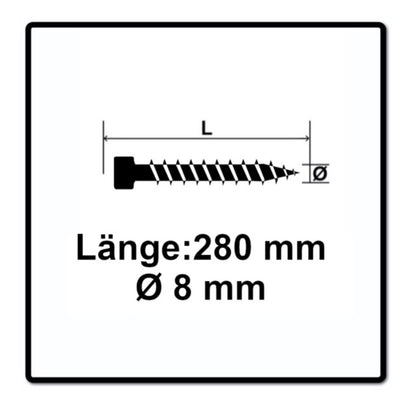 SPAX IN.FORCE Schraube 8,0 x 280 mm 100 Stk. ( 2x 1221010802805 ) Torx T-STAR Plus T40 Vollgewinde Zylinderkopf WIROX CUT Bohrspitze