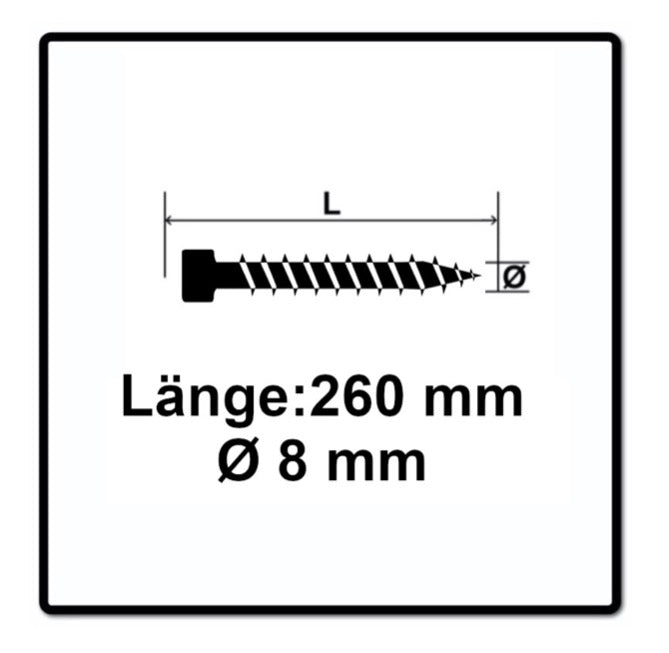 SPAX IN.FORCE Schraube 8,0 x 260 mm 100 Stk. ( 2x 1221010802605 ) Torx T-STAR Plus T40 Vollgewinde Zylinderkopf WIROX CUT Bohrspitze