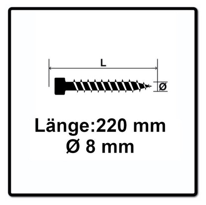 Vis SPAX IN.FORCE 8,0 x 220 mm 100 pièces (2x 1221010802205) Culasse entièrement filetée Torx T-STAR Plus T40 Foret WIROX CUT