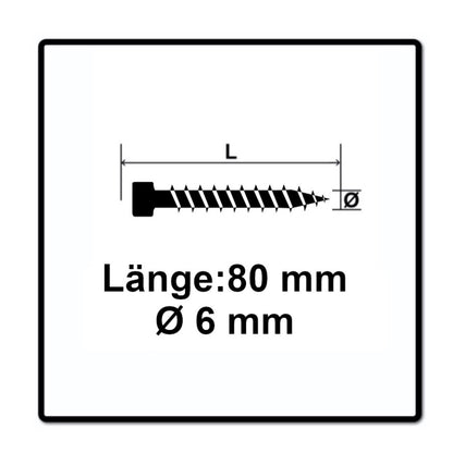 SPAX IN.FORCE Schraube 6,0 x 80 mm 1000 Stk. ( 5x 1211010600805 ) Torx T-STAR Plus T30 Vollgewinde Zylinderkopf WIROX 4CUT Bohrspitze