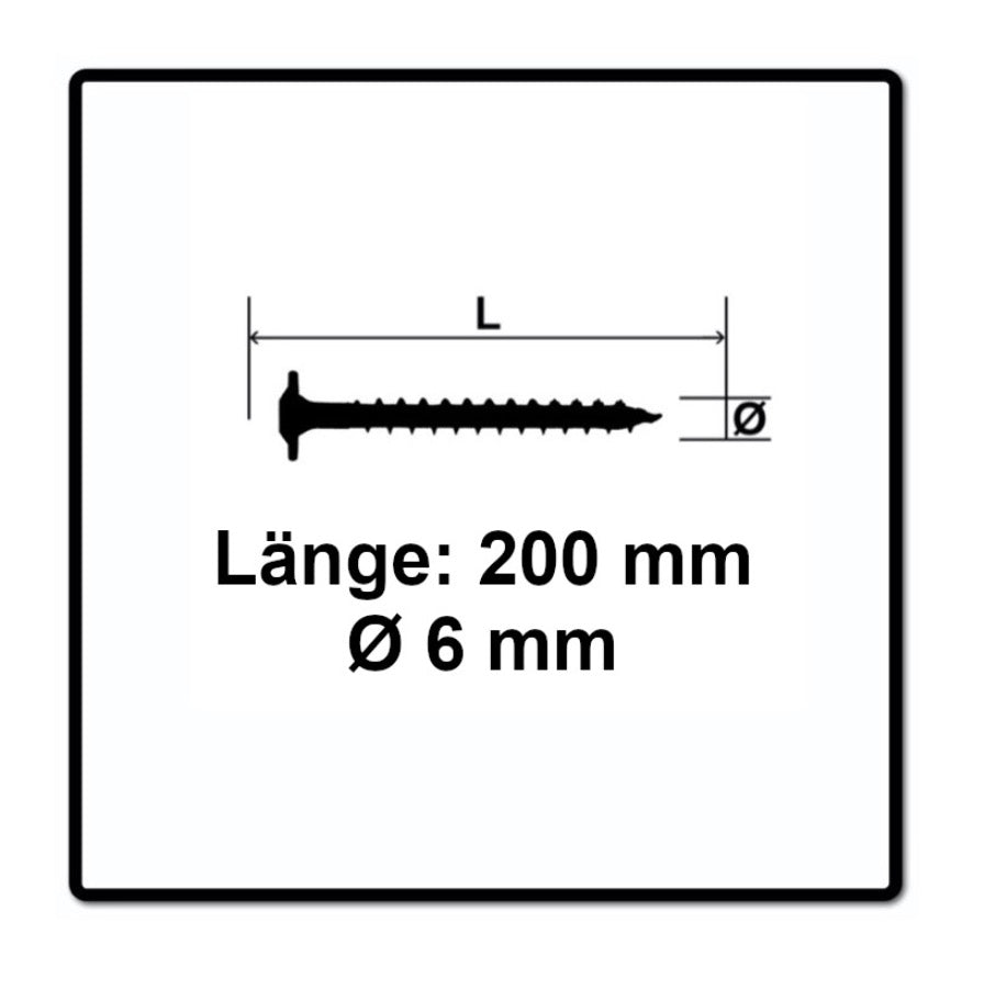 SPAX HI.FORCE Tellerkopf Schraube 6,0 x 200 mm 100 Stk. ( 2x 0251010602005 ) Torx T-Star Plus T30 Teilgewinde Wirox 4Cut