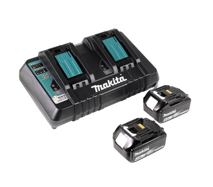 Makita DLM 432 PM2 tondeuse à gazon sans balais 36 V (2x 18 V) 43 cm + 2x batterie 4,0 Ah + double chargeur