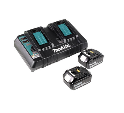 Makita DLM 432 PG2 tondeuse à gazon sans balais 36 V (2x 18 V) 43 cm + 2x batterie 6,0 Ah + double chargeur