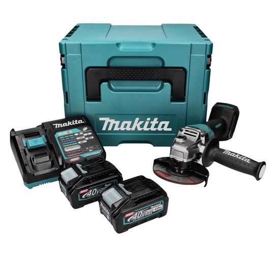 Makita GA 013 GM201 Akku Winkelschleifer 40 V max. 125 mm Brushless  XGT + 2x Akku 4,0 Ah + Ladegerät + Makpac