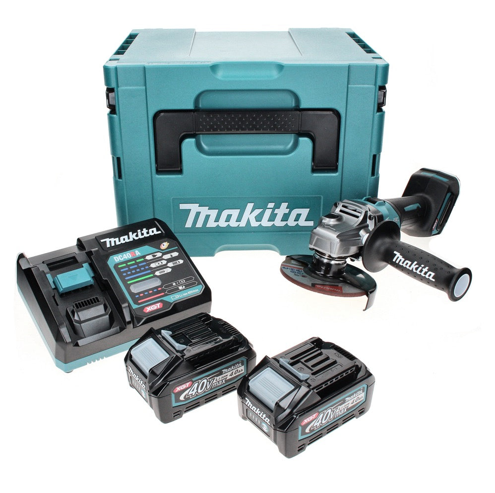 Makita GA 008 GM201 Akku Winkelschleifer 40 V max. 125 mm Brushless  XGT + 2x Akku 4,0 Ah + Ladegerät + Makpac