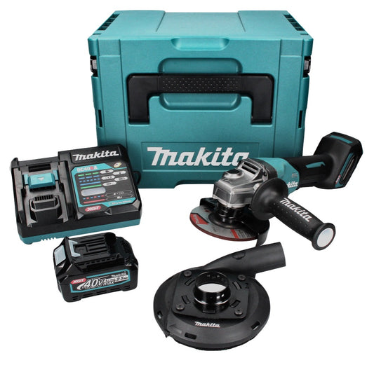 Makita GA 016 GD101 Akku Winkelschleifer 40 V max. 125 mm Brushless  XGT + 1x Akku 2,5 Ah + Ladegerät + Absaughaube + Makpac