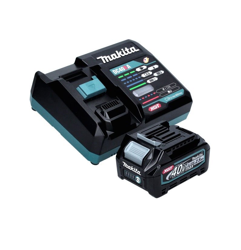 Meuleuse d'angle sur batterie Makita GA 016 GD101 40 V max. 125 mm sans balais XGT + 1x batterie 2,5 Ah + chargeur + hotte d'aspiration + Makpac