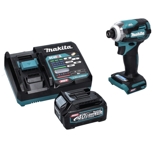 Makita TD 001 GD1 Akku Schlagschrauber 40 V 220 Nm 1/4" XGT Brushless + 1x Akku 2,5 Ah + Ladegerät