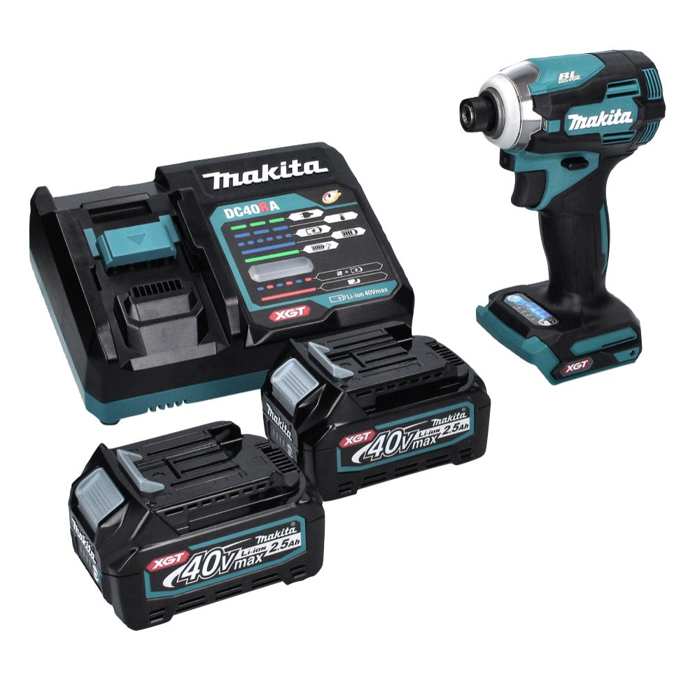 Makita TD 001 GD2 Akku Schlagschrauber 40 V 220 Nm 1/4" XGT Brushless + 2x Akku 2,5 Ah + Ladegerät