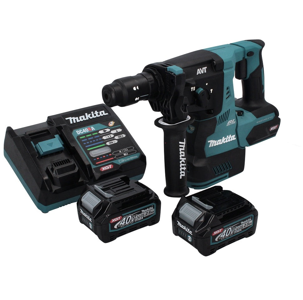 Makita HR 004 GD2 marteau combiné à batterie 40 V max. 2,8 J SDS plus XGT Brushless + 2x batteries 2,5 Ah + chargeur