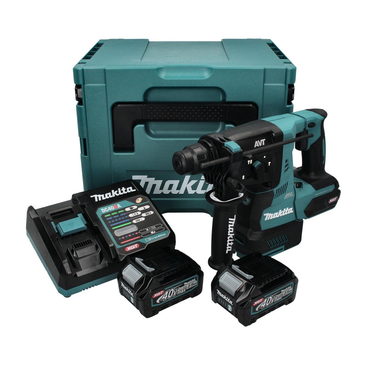 Makita HR 003 GD201 marteau combiné à batterie 40 V max. 2,8 J SDS plus brushless + 2x batterie 2,5 Ah + chargeur + Makpac