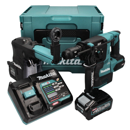 Makita HR 004 GM 101 Akku Kombihammer 40 V max. 2,8 J SDS plus XGT Brushless + DX 14 Staubabsaugung + 1x Akku 4,0 Ah + Ladegerät + Makpac