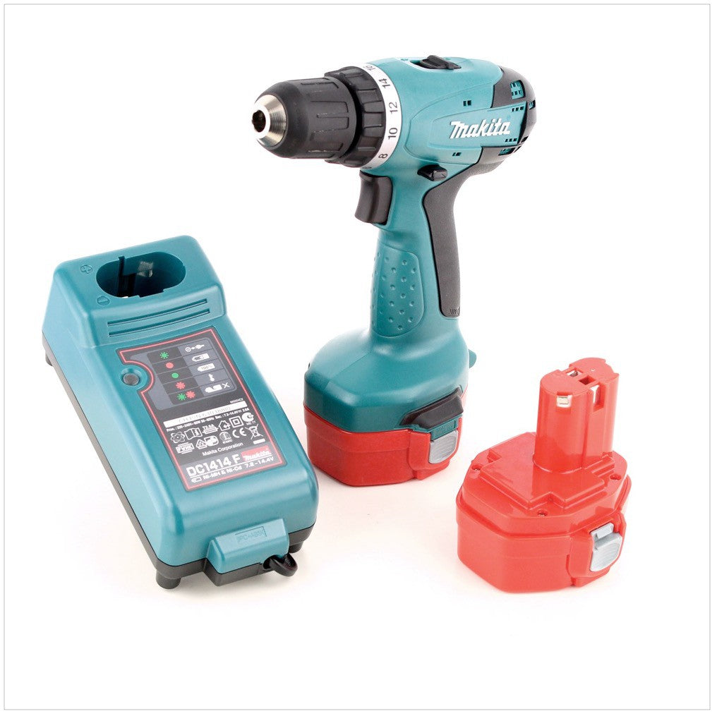 Makita 6281 14,4 V Ni-MH Akku Bohrschrauber + 2x 3 Ah Dinotech Akku inkl. 126 tlg. Werkzeug Set - Toolbrothers