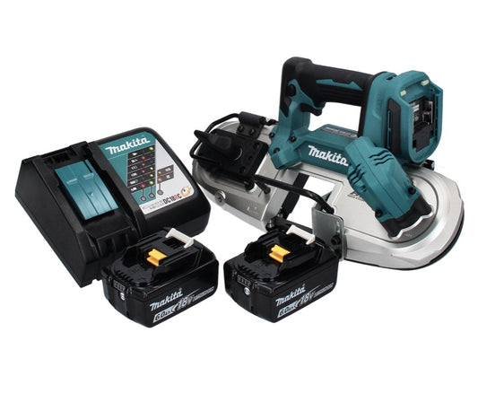 Makita DPB 183 RG scie à ruban sans balais 18 V 66 mm + 2 batteries 6,0 Ah + chargeur