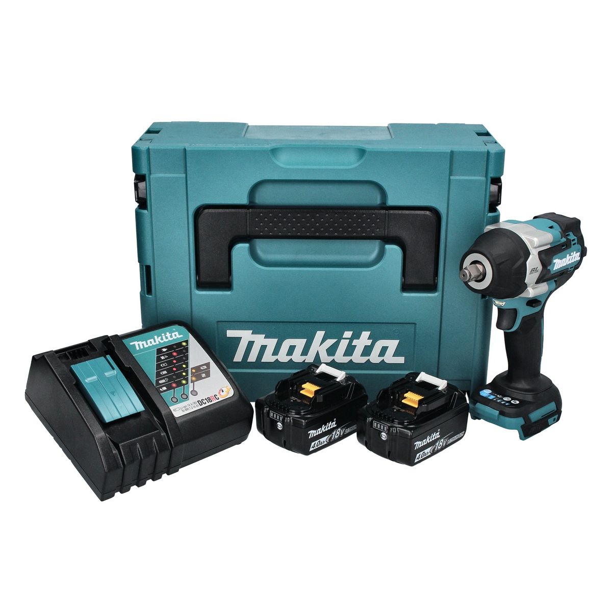 Makita DTW 700 RMJ Akku Schlagschrauber 18 V 700 Nm 1/2" XPT Brushless + 2x Akku 4,0 Ah + Ladegerät + Makpac